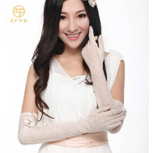 ladies long sun protection driving touch screen lace gloves